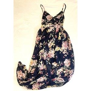 I.L.Y.O.L.M.S Backless Strappy Navy Floral Dress